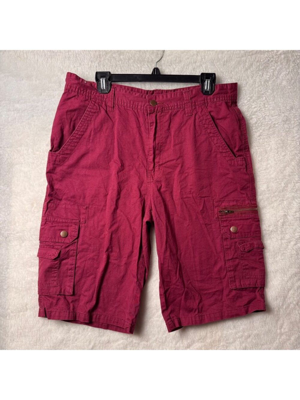 Linea Uomo men’s size 34 maroon cargo shorts 100% cotton casual summer vacation